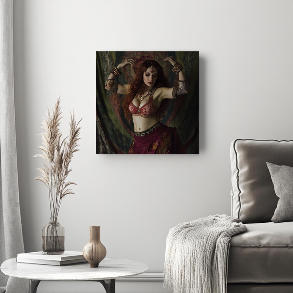 1980s Studio I Belly Dance Canvas Art 16 in x 16 in