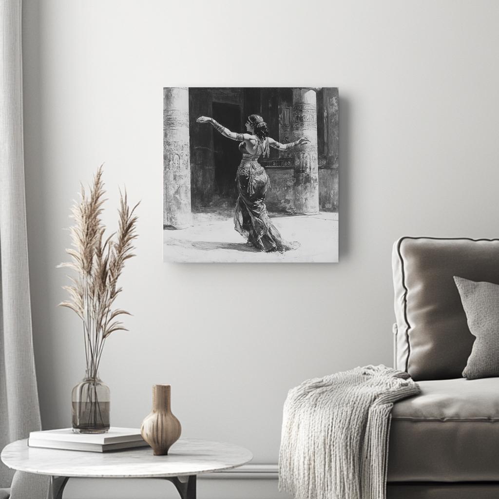 Antique Folkloric I Belly Dance Canvas Art 16 in x 16 in