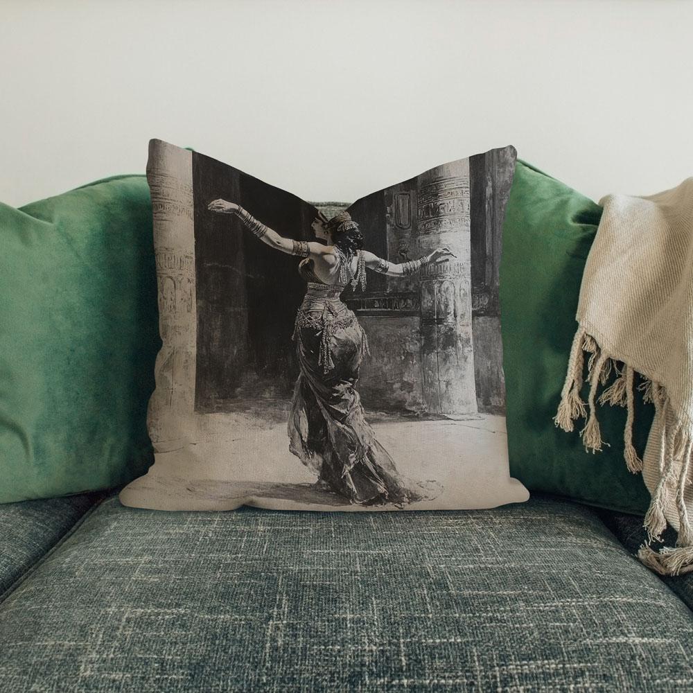 Antique Folkloric I Belly Dance Throw Pillow 18 in x 18 in