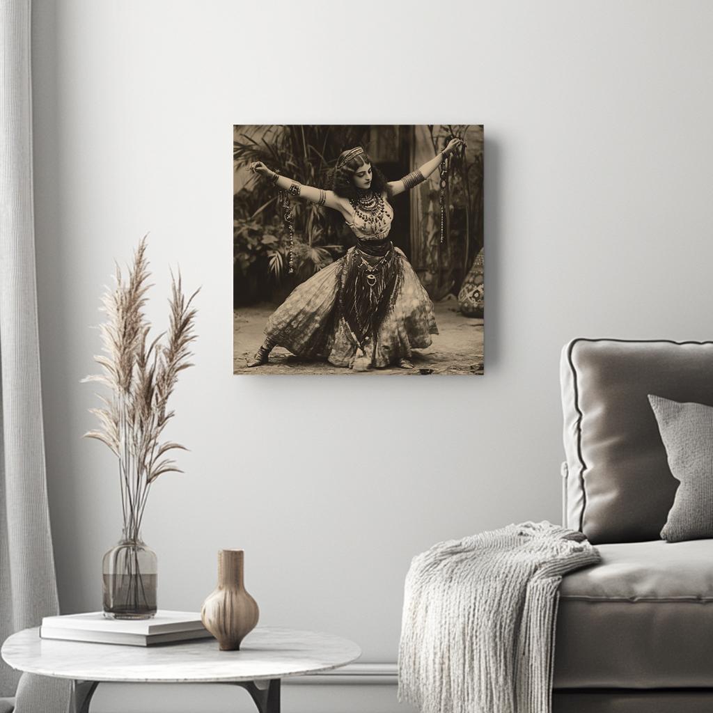 Antique Folkloric II Belly Dance Canvas Art 16 in x 16 in