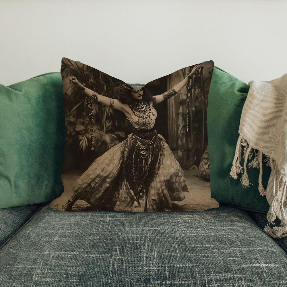 Antique Folkloric Ii Belly Dance Throw Pillow 18 in x 18 in