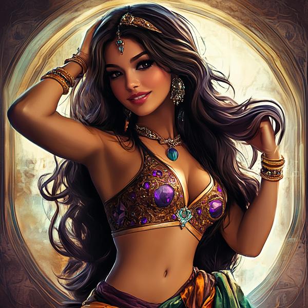 Arabian Illustration I Watercolor Purple - Belly Dance Art Download