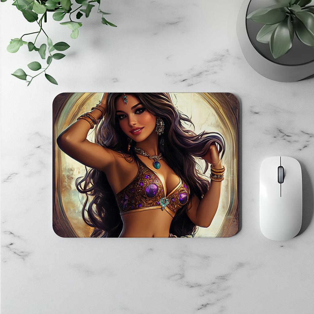 Arabian Illustration I Watercolor Purple - Belly Dance Office Decor | Mouse Pads
