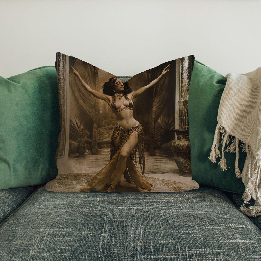 Art Deco Pin Up I Belly Dance Throw Pillow 18 in x 18 in