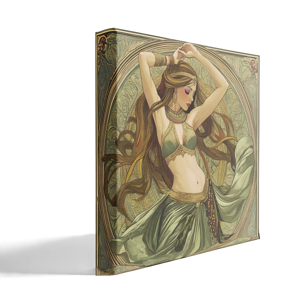 Art Nouveau Green I Belly Dance Canvas Art 16 in x 16 in