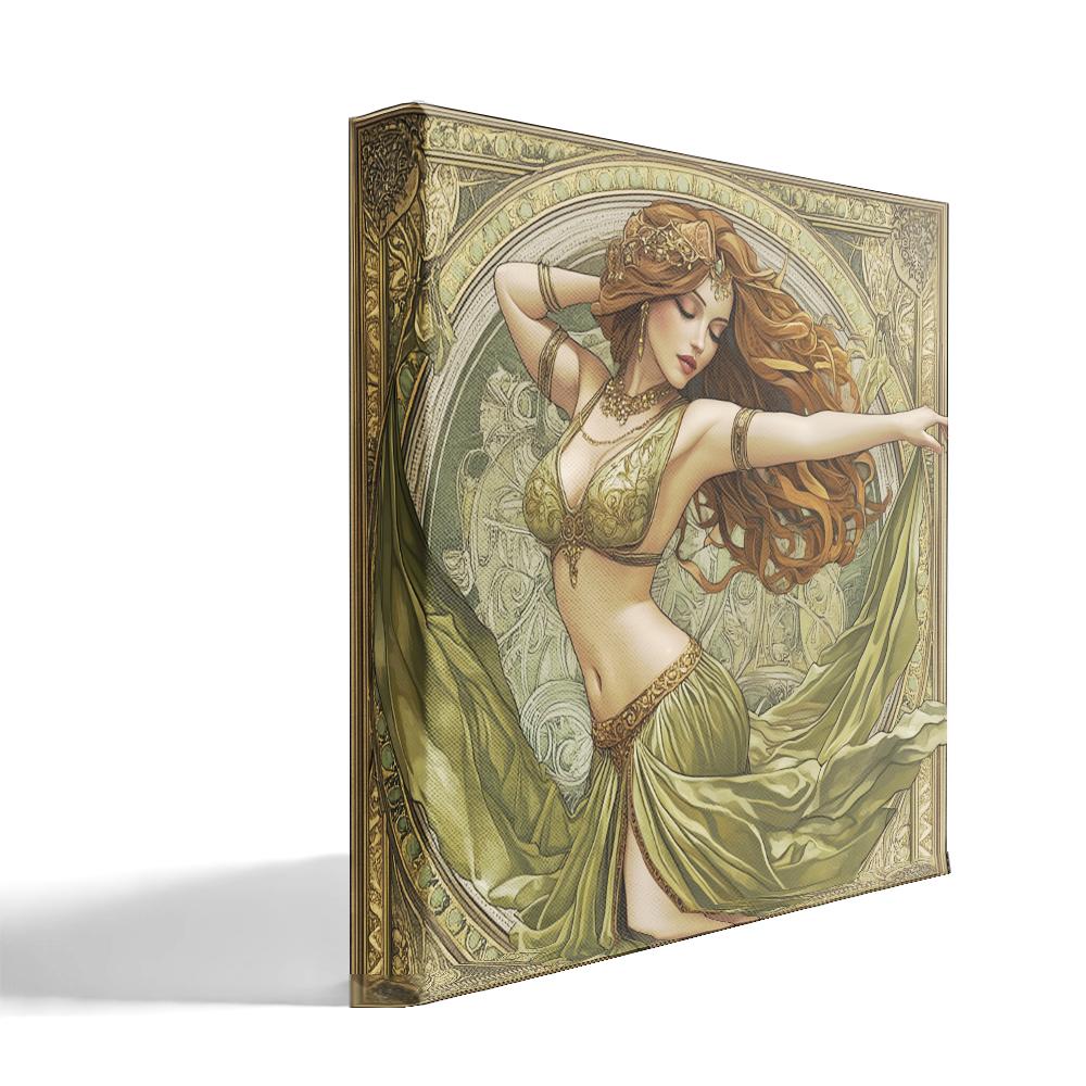 Art Nouveau Green II Belly Dance Canvas Art 16 in x 16 in