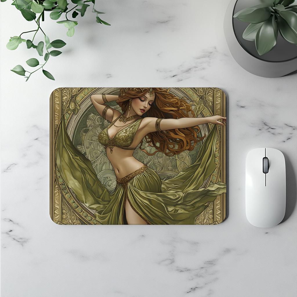 Art Nouveau Green II Vintage Red - Belly Dance Office Decor