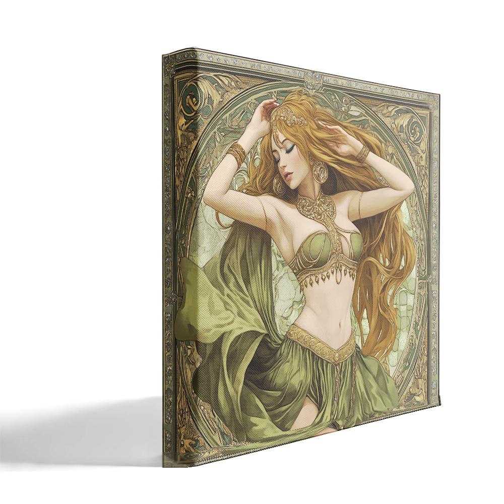 Art Nouveau Green III Belly Dance Canvas Art 16 in x 16 in