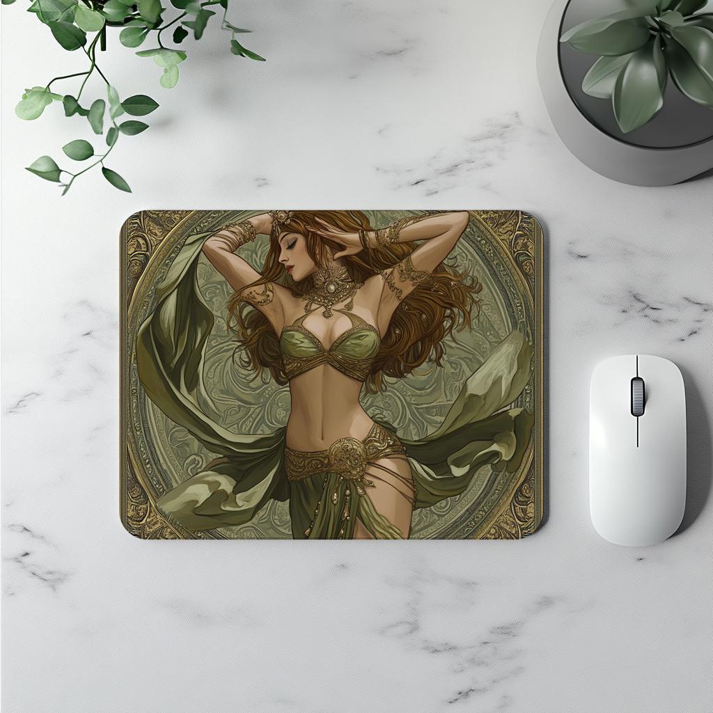 Art Nouveau Green IV Vintage Red - Belly Dance Office Decor