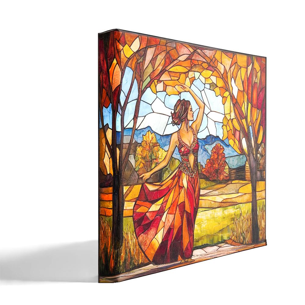 Autumn Stained Glass I Belly Dance Canvas Art 16 in x 16 in