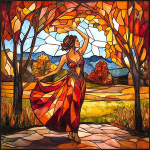 Autumn Stained Glass I Watercolor Purple - Belly Dance Art Download