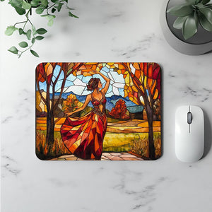 Autumn Stained Glass I Watercolor Purple - Belly Dance Office Decor | Mouse Pads