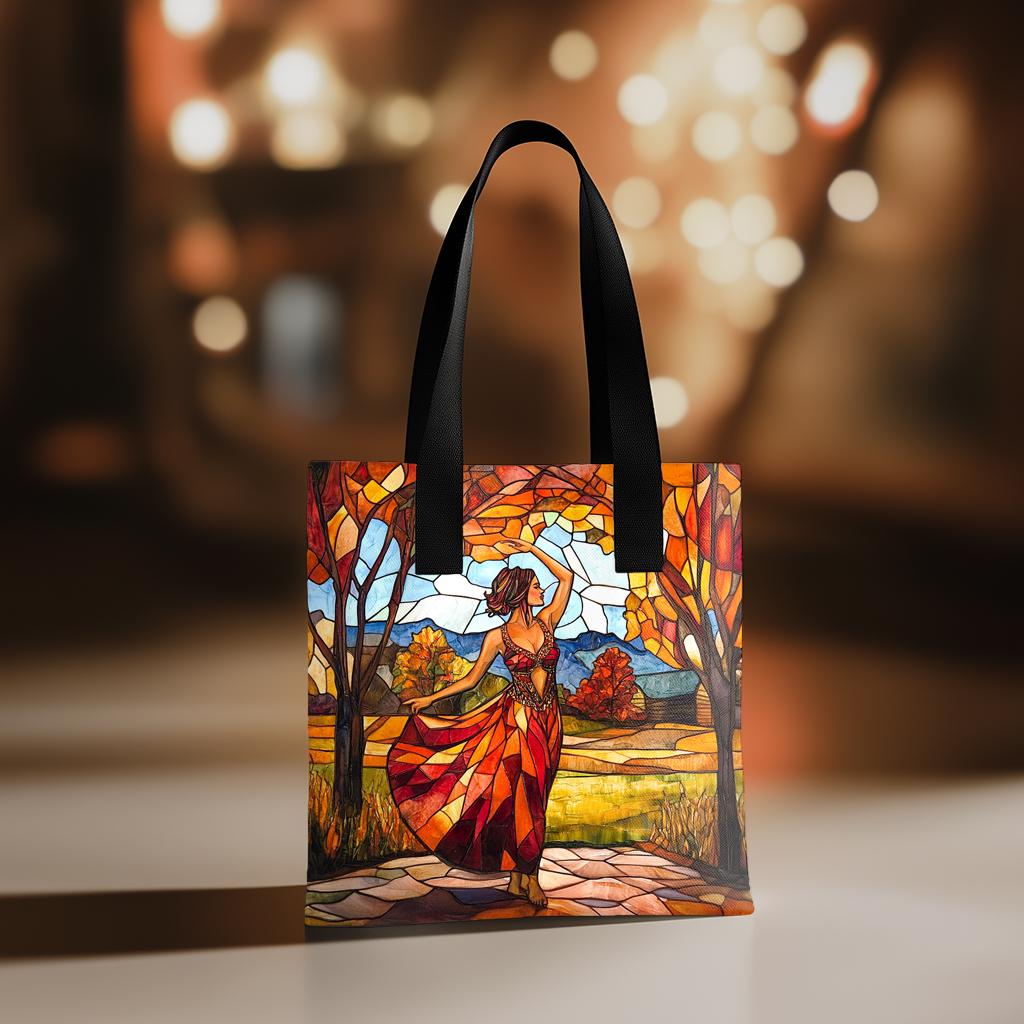 Autumn Stained Glass I Watercolor Purple - Belly Dance Fashion Tote Bag