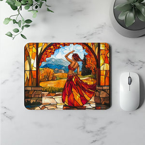 Autumn Stained Glass III Watercolor Purple - Belly Dance Office Decor | Mouse Pads