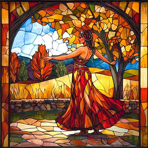 Autumn Stained Glass IV Watercolor Purple - Belly Dance Art Download