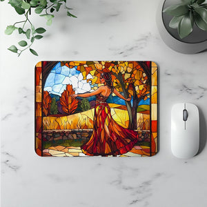 Autumn Stained Glass IV Watercolor Purple - Belly Dance Office Decor | Mouse Pads