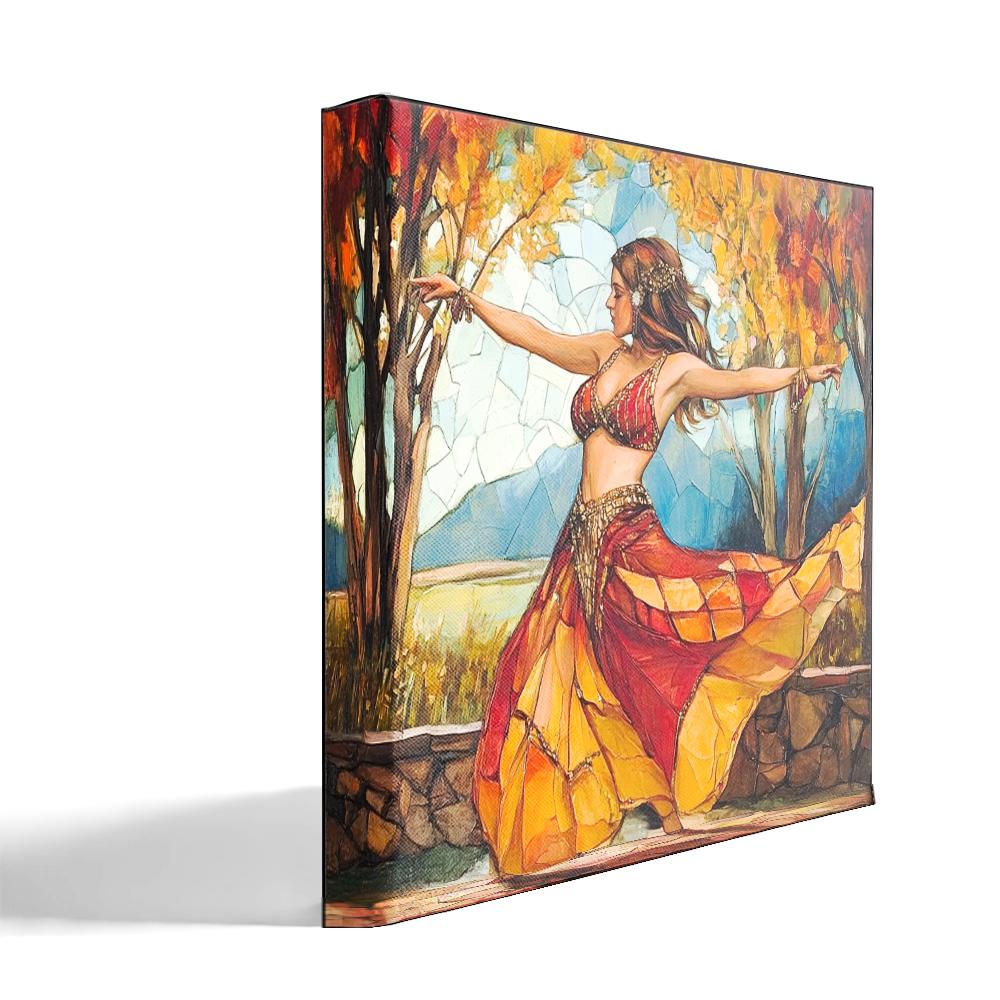 Autumn Stained Glass V Belly Dance Canvas Art 16 in x 16 in