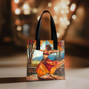 Autumn Stained Glass V Watercolor Purple - Belly Dance Fashion Tote Bag