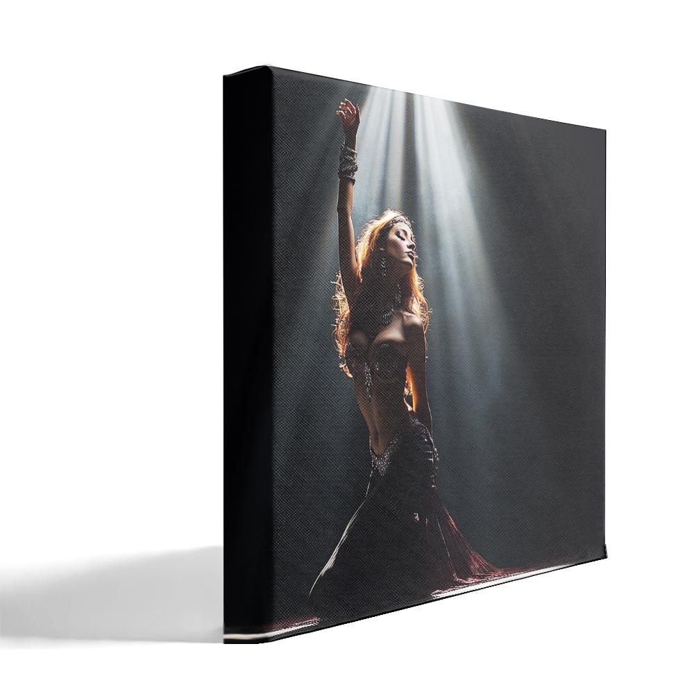 Bathing in the Spotlight I Belly Dance Canvas Art 16 in x 16 in