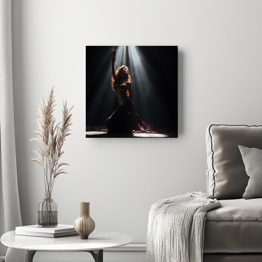 Bathing in the Spotlight I Belly Dance Canvas Art 16 in x 16 in