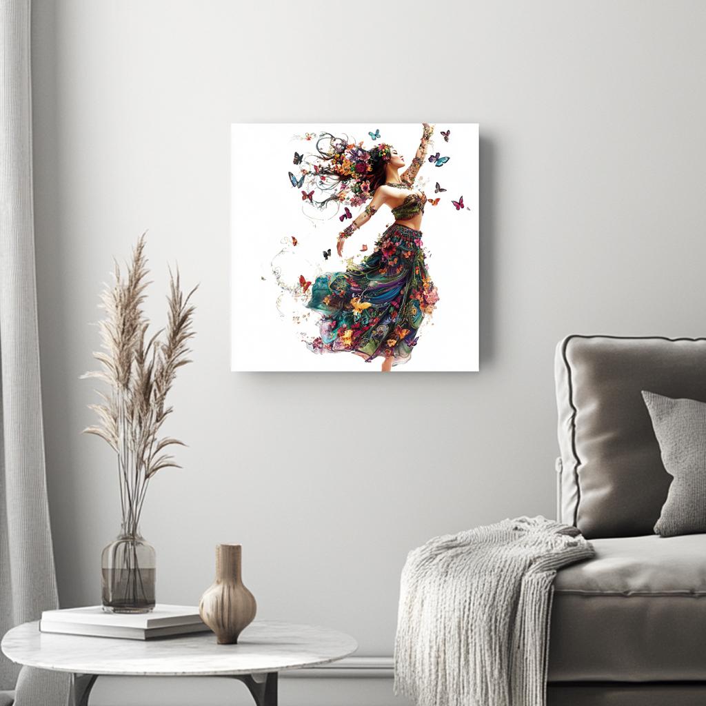 Boundless Butterflies I Belly Dance Canvas Art 16 in x 16 in