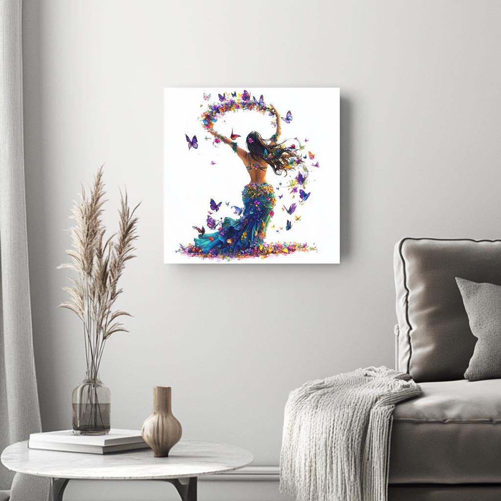 Boundless Butterflies II Belly Dance Canvas Art 16 in x 16 in