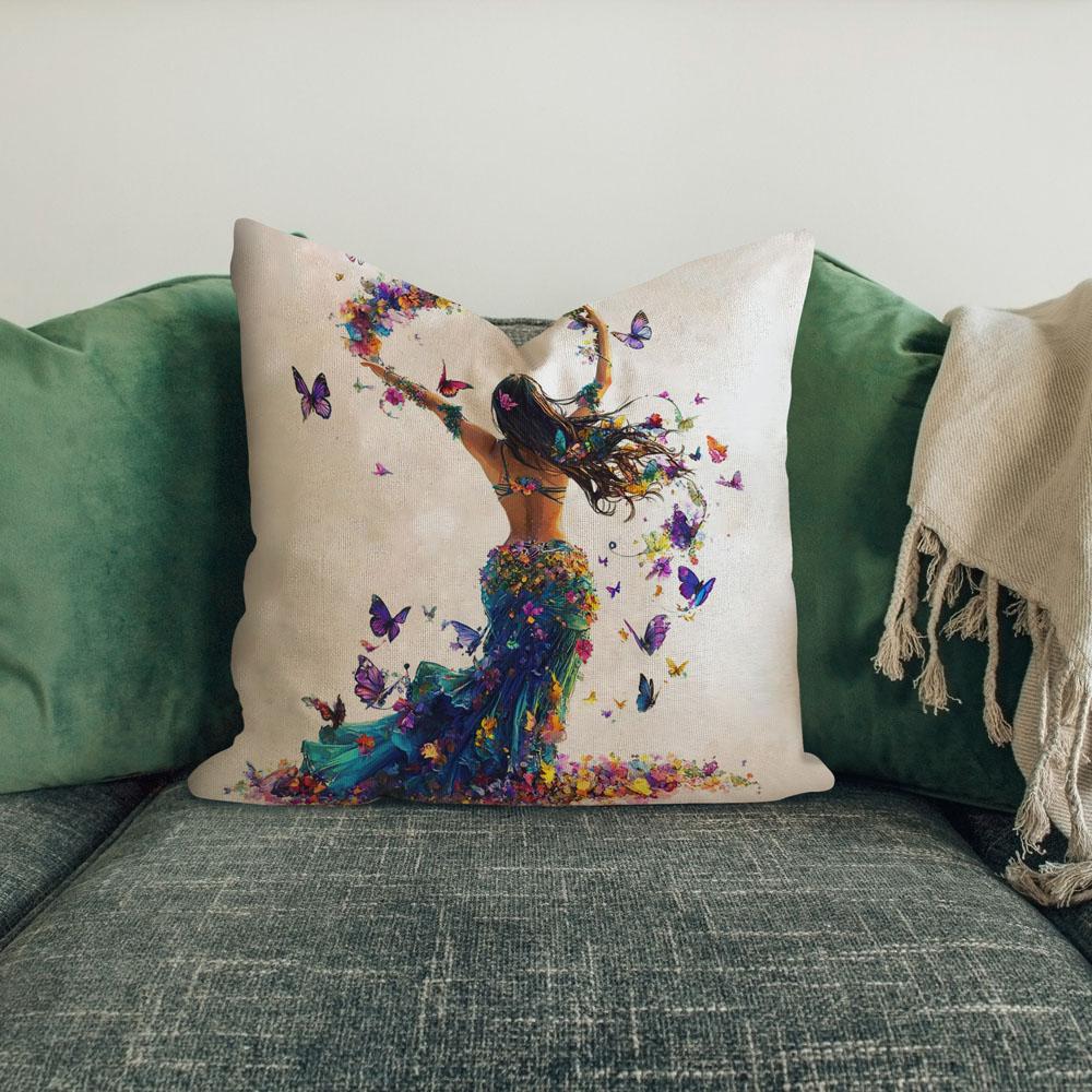Boundless Butterflies Ii Belly Dance Throw Pillow 18 in x 18 in