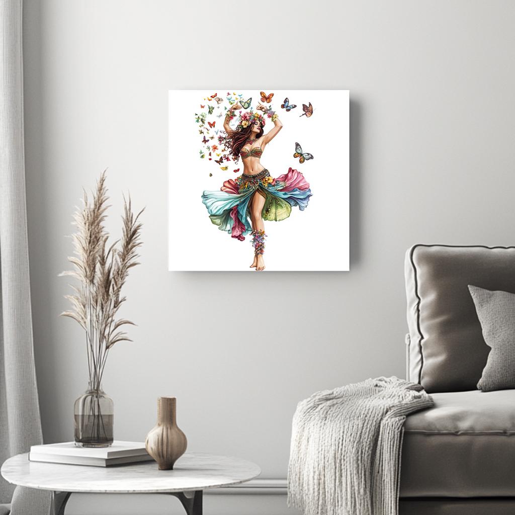Boundless Butterflies III Belly Dance Canvas Art 16 in x 16 in