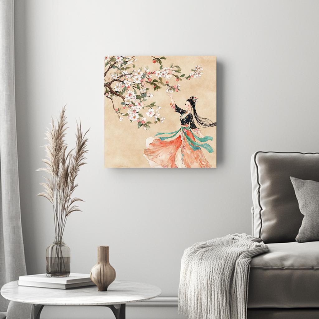 Cherry Blossoms I Belly Dance Canvas Art 16 in x 16 in