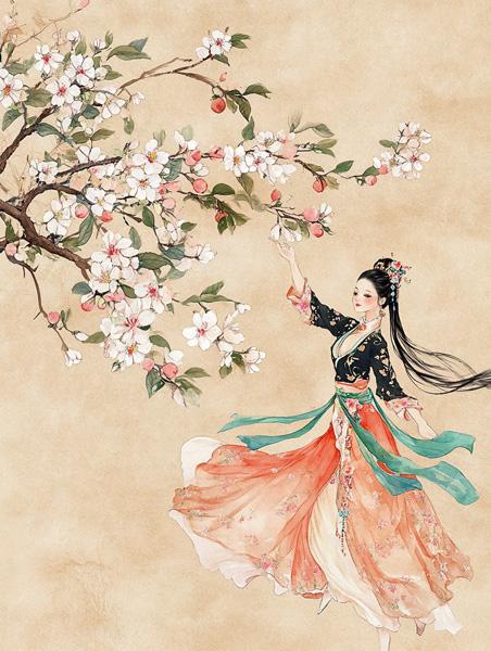 Cherry Blossoms I Watercolor Purple - Belly Dance Art Download