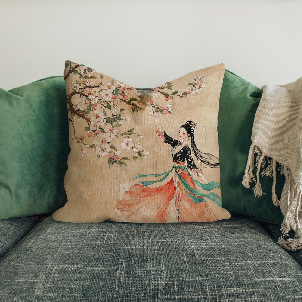 Cherry Blossoms I Belly Dance Throw Pillow 18 in x 18 in