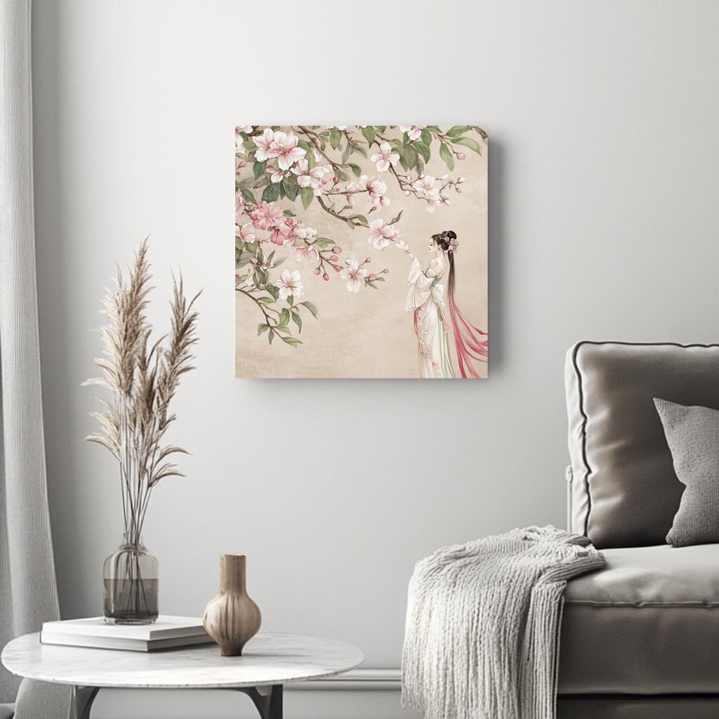 Cherry Blossoms II Belly Dance Canvas Art 16 in x 16 in