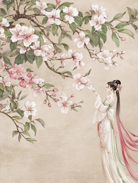 Cherry Blossoms II Watercolor Purple - Belly Dance Art Download
