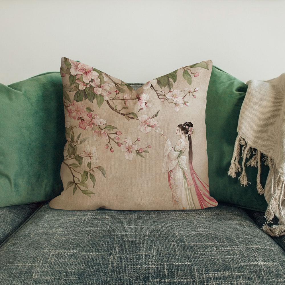 Cherry Blossoms Ii Belly Dance Throw Pillow 18 in x 18 in