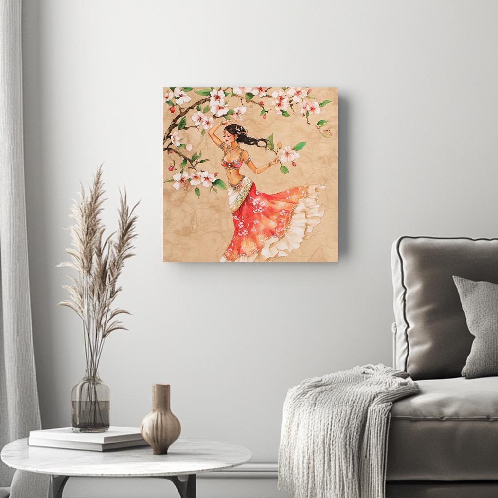 Cherry Blossoms III Belly Dance Canvas Art 16 in x 16 in