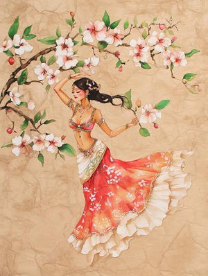 Cherry Blossoms III Watercolor Purple - Belly Dance Art Download