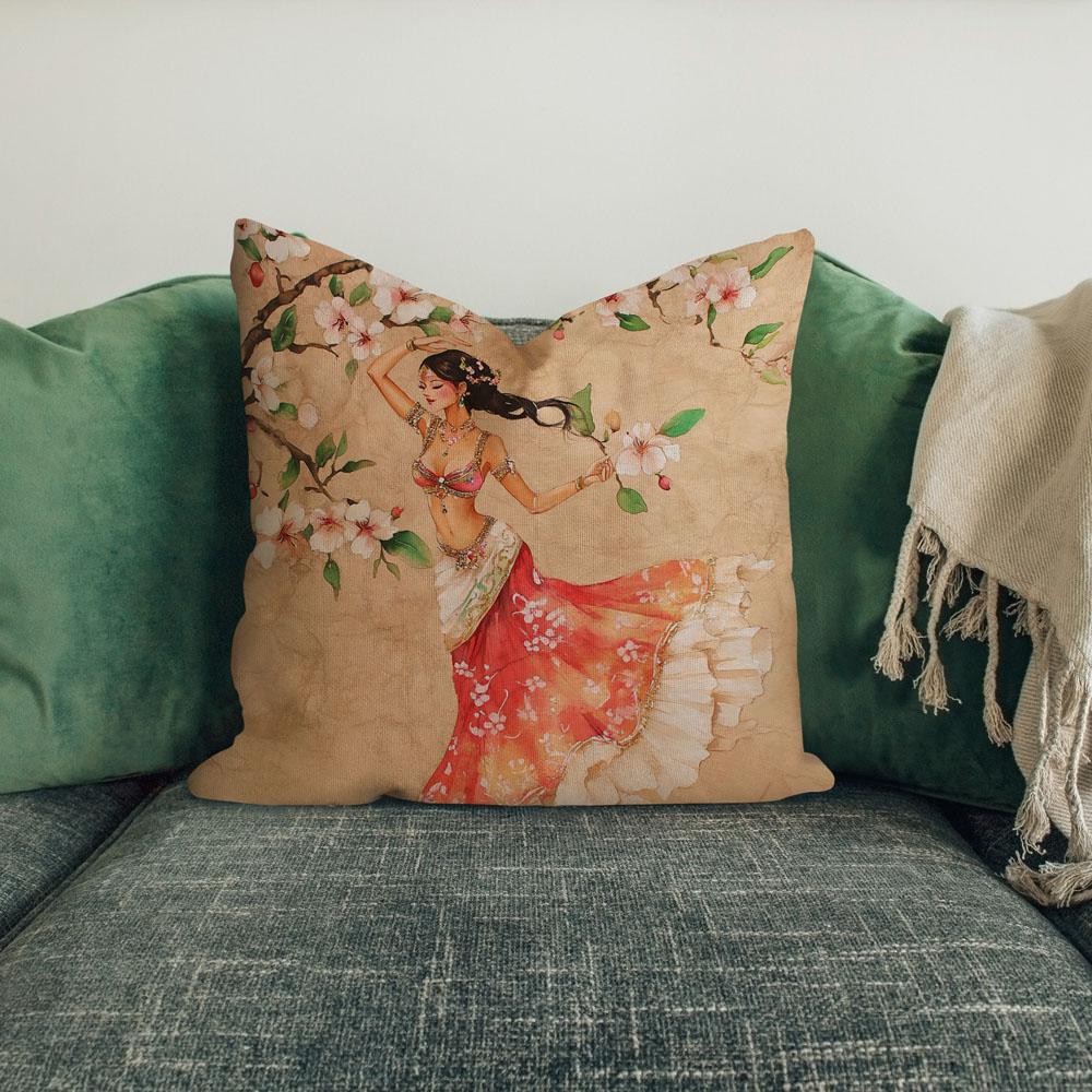 Cherry Blossoms Iii Belly Dance Throw Pillow 18 in x 18 in
