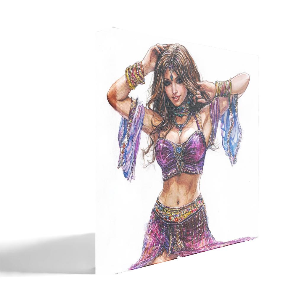 Colored Pencil Jewel I Belly Dance Canvas Art 16 in x 16 in