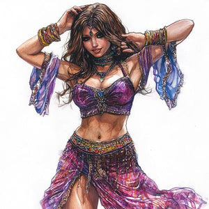 Colored Pencil Jewel I Watercolor Purple - Belly Dance Art Download