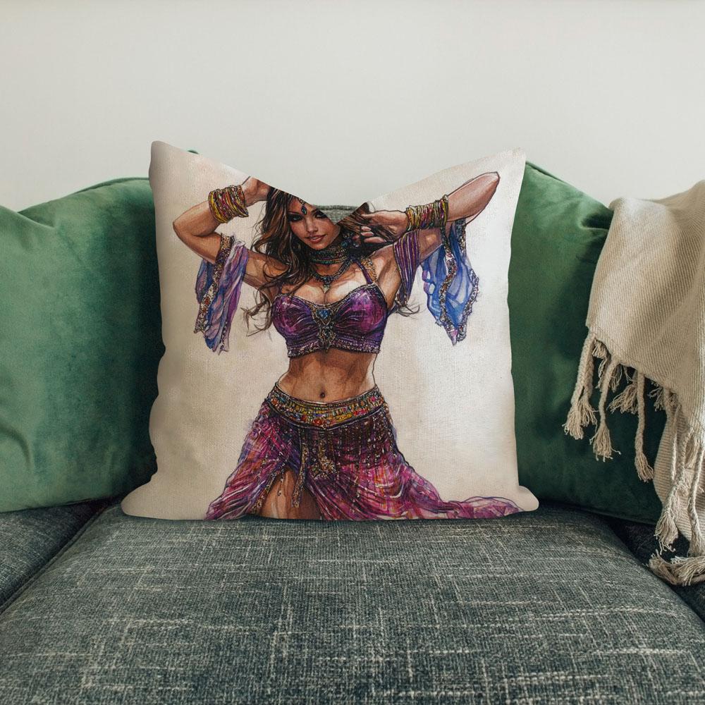 Colored Pencil Jewel I Belly Dance Throw Pillow 18 in x 18 in