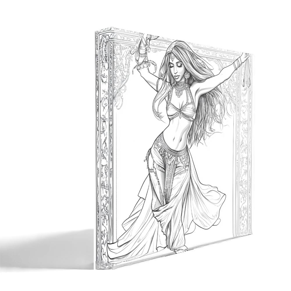Coloring Page I Belly Dance Canvas Art 16 in x 16 in