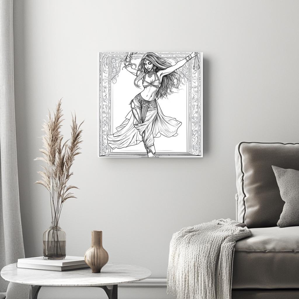 Coloring Page I Belly Dance Canvas Art 16 in x 16 in