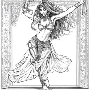 Coloring Page I Vintage Red - Belly Dance Art Download