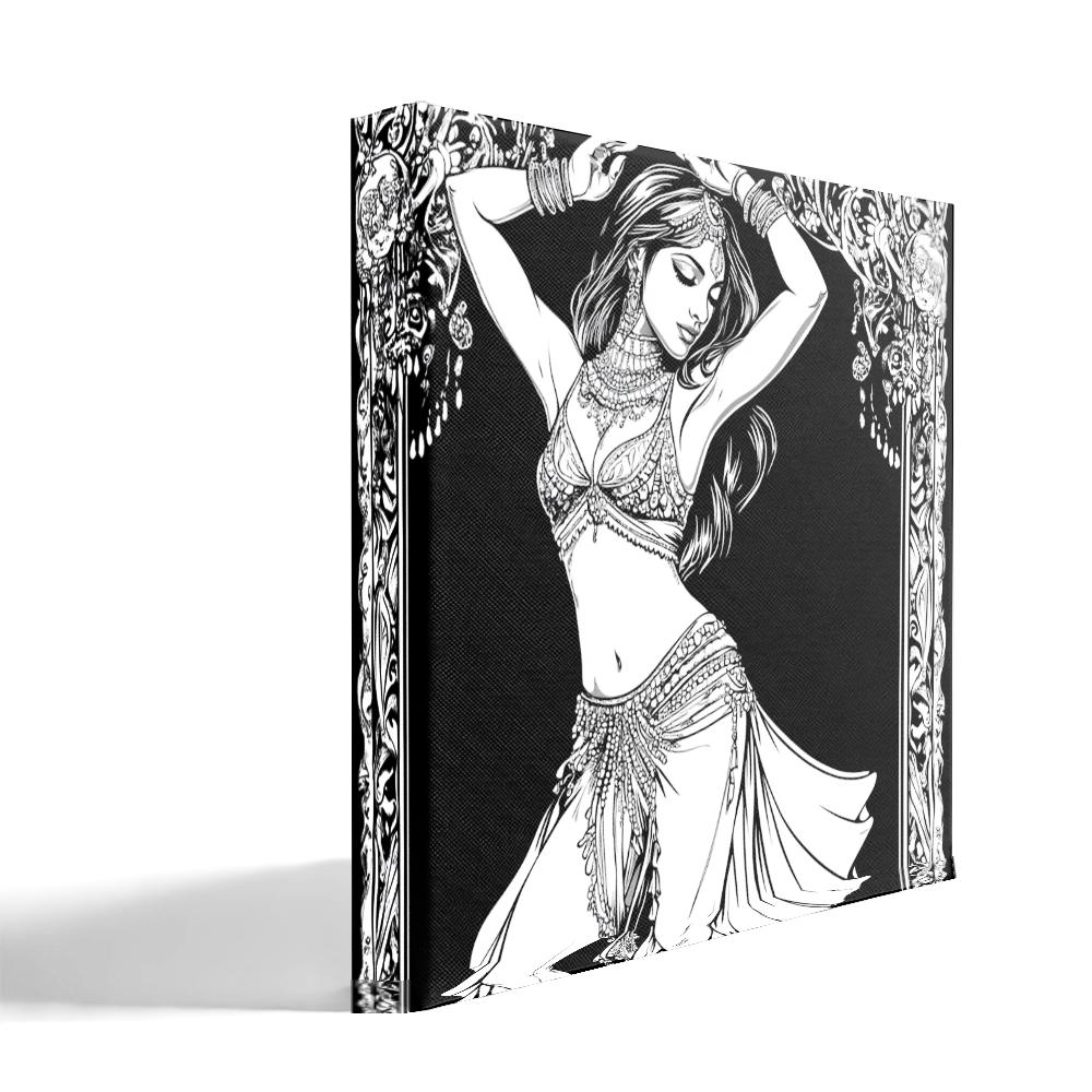 Coloring Page II Belly Dance Canvas Art 16 in x 16 in