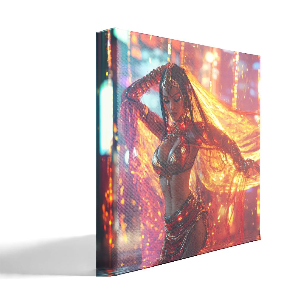 Cyberpunk Shimmy I Belly Dance Canvas Art 16 in x 16 in
