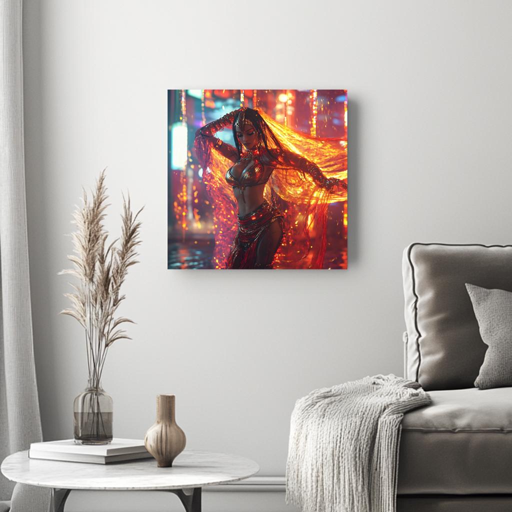Cyberpunk Shimmy I Belly Dance Canvas Art 16 in x 16 in