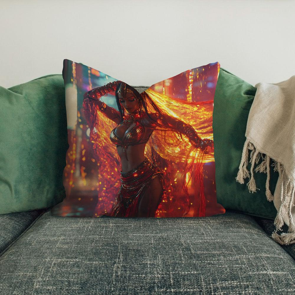 Cyberpunk Shimmy I Belly Dance Throw Pillow 18 in x 18 in