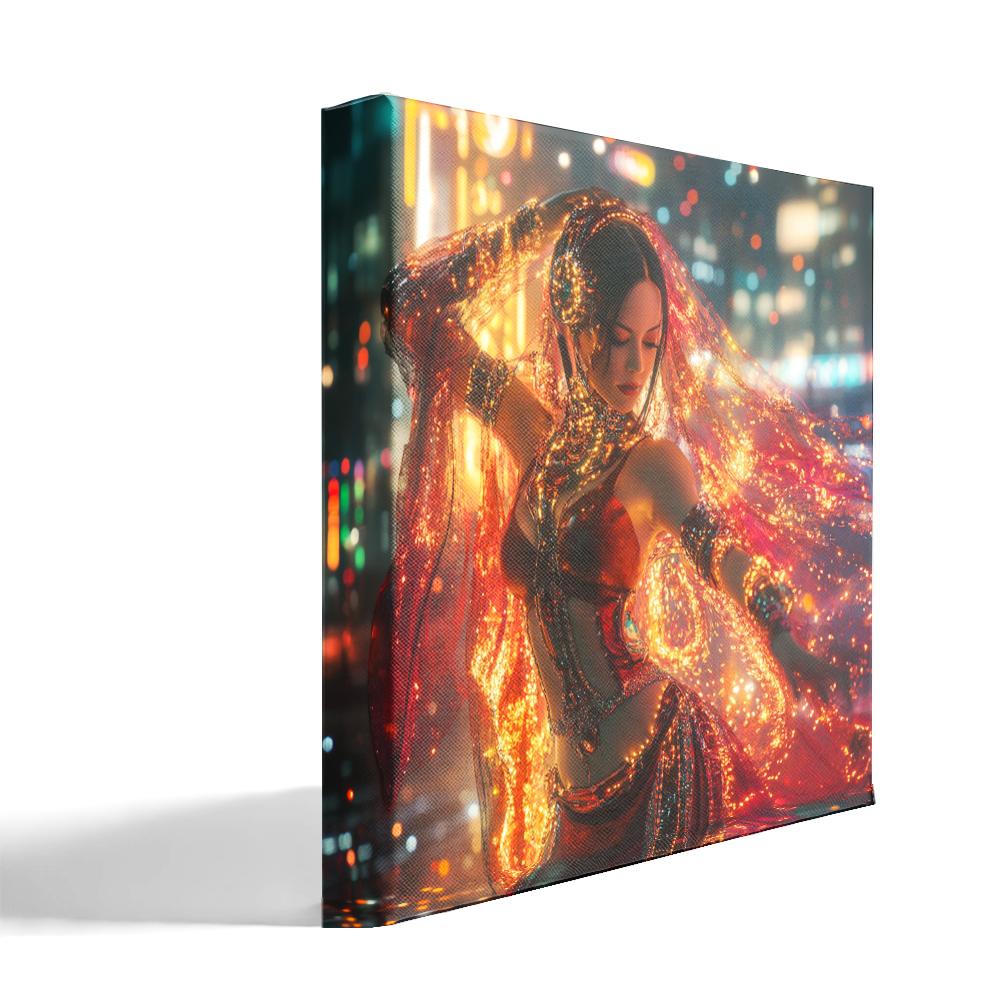 Cyberpunk Shimmy II Belly Dance Canvas Art 16 in x 16 in