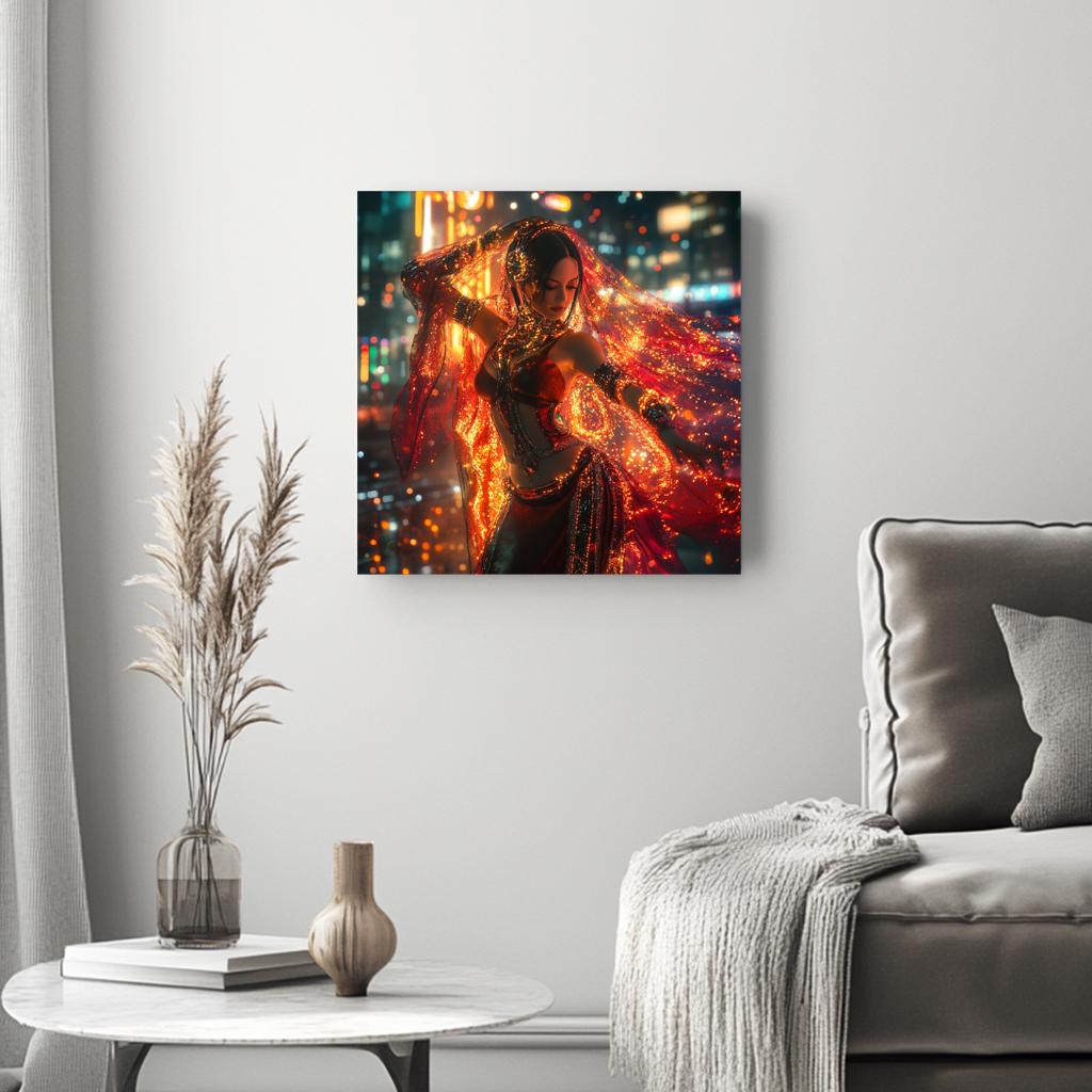 Cyberpunk Shimmy II Belly Dance Canvas Art 16 in x 16 in