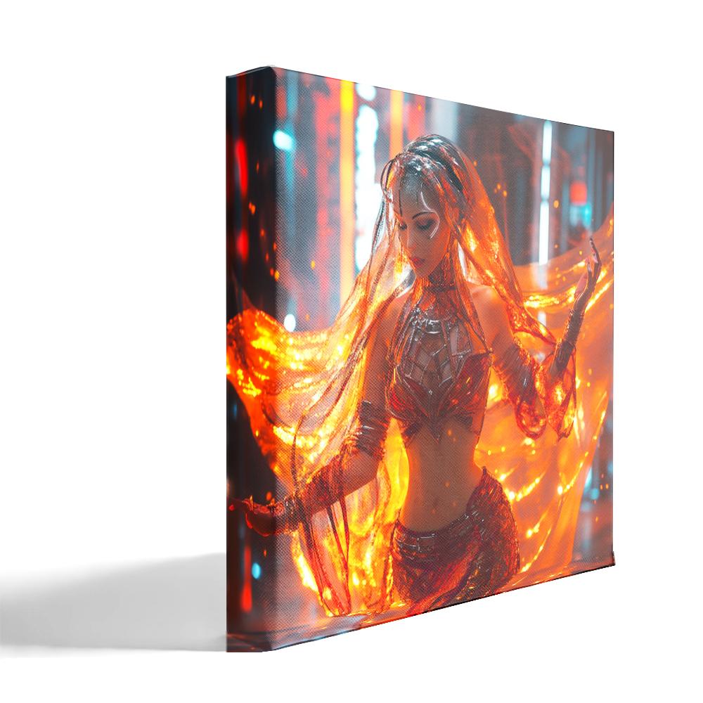 Cyberpunk Shimmy III Belly Dance Canvas Art 16 in x 16 in